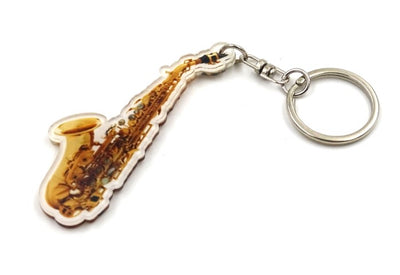 Saxofoon-sleutelhanger ACI-8034 van acryl met mogelijkheid tot personalisatie met gravure