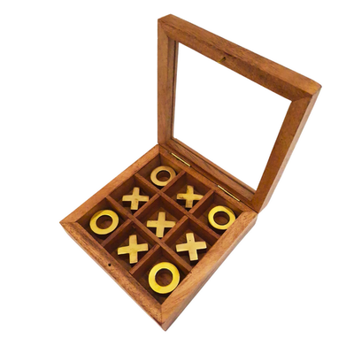 Elegant boter-kaas-en-eieren in een doos met glazen bovenkant met mogelijkheid tot personalisatie met gravure - Luxe set van hout en messing, ideaal als cadeau voor leraren en directeuren - Afmetingen 12,5 x 12,5 x 2,5 cm