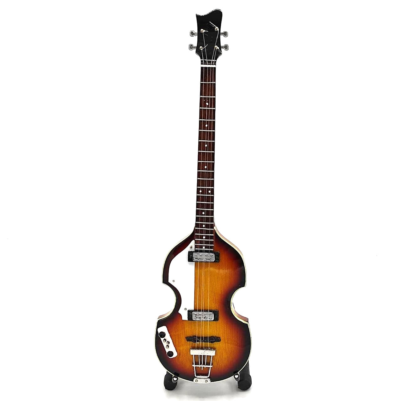 Mini-basgitaar in Paul McCartney-stijl, MGT-2028, mahoniehout, mogelijkheid tot personalisatie met gravure, ideaal als cadeau, hoogte 27,5 cm