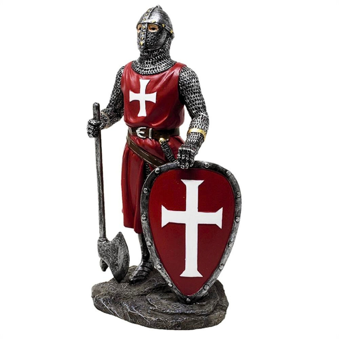 Beeldje van een kruisridder 18,5 cm van polyresin met mogelijkheid tot personalisatie met gravure