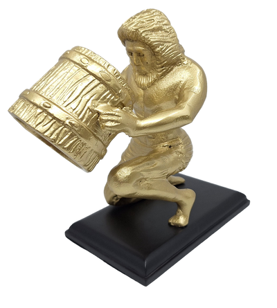 Gouden decoratief beeldje Waterman AQU2 met mogelijkheid tot personalisatie met gravure, ideaal cadeau voor elke gelegenheid, hoogte 18 cm, elegant ontwerp van aluminium