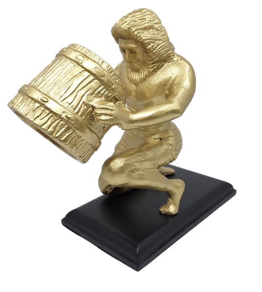 Gouden decoratief beeldje Waterman AQU2 met mogelijkheid tot personalisatie met gravure, ideaal cadeau voor elke gelegenheid, hoogte 18 cm, elegant ontwerp van aluminium