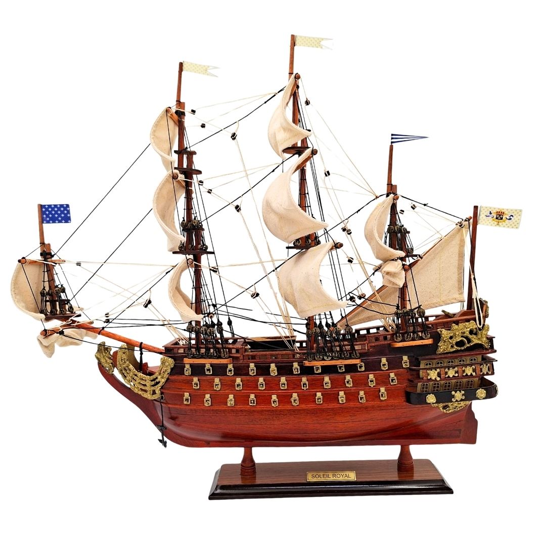 Model van het zeilschip Soleil Royal, gemonteerd, 46 cm - Handgemaakt van exotisch hout met mogelijkheid tot personalisatie door gravure