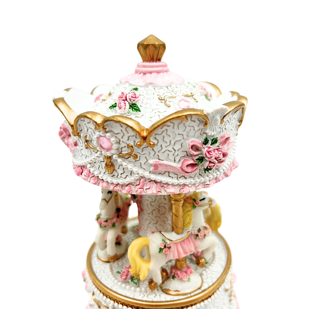 Pastelkleurige carrousel-muziekdoos MP-333 met gravure