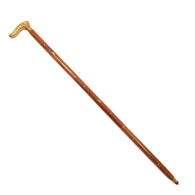 Opvouwbare wandelstok DNU-015 met houten schacht en messing handgreep