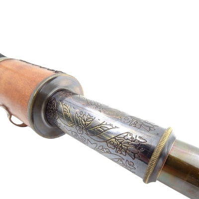 Retro messing verrekijker met leren riem NC1596 met mogelijkheid tot personalisatie met gravure