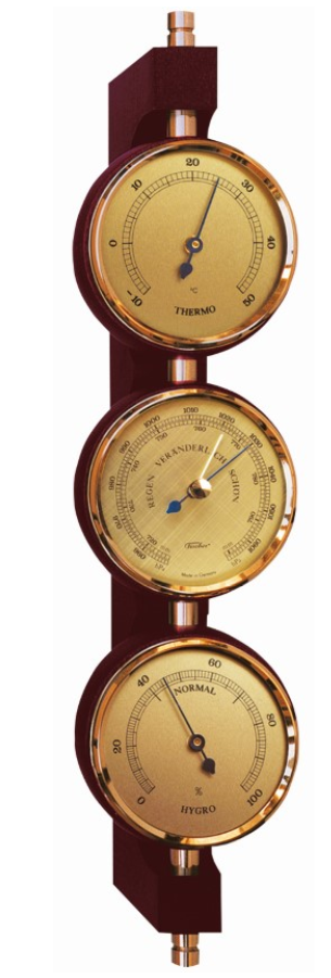 Exclusief weerstation Fischer - Barometer hygrometer thermometer - Messing mahonie – 7894-22