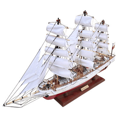 Exclusief model van het zeilschip Dar Młodzieży XXL 71 cm, mogelijkheid tot personalisatie door gravure