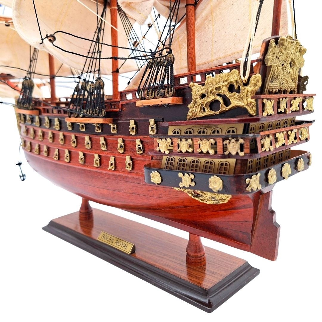 Model van het zeilschip Soleil Royal, gemonteerd, 46 cm - Handgemaakt van exotisch hout met mogelijkheid tot personalisatie door gravure