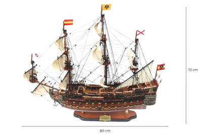 Model van het zeilschip San Felipe 80cm, mogelijkheid tot personalisatie door gravure