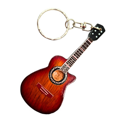 Houten sleutelhanger akoestische gitaar met gepersonaliseerde gravure