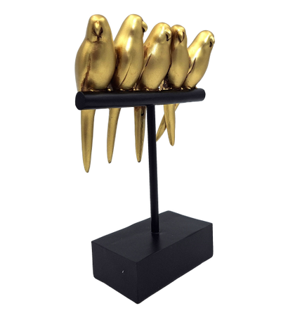 Decoratie Vogeltjes in glamourstijl met mogelijkheid tot personalisatie met gravure - goud, zwart, 17 x 8 x 25,5 cm
