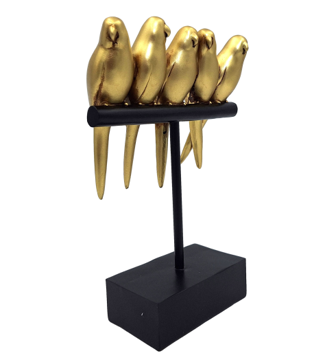 Decoratie Vogeltjes in glamourstijl met mogelijkheid tot personalisatie met gravure - goud, zwart, 17 x 8 x 25,5 cm