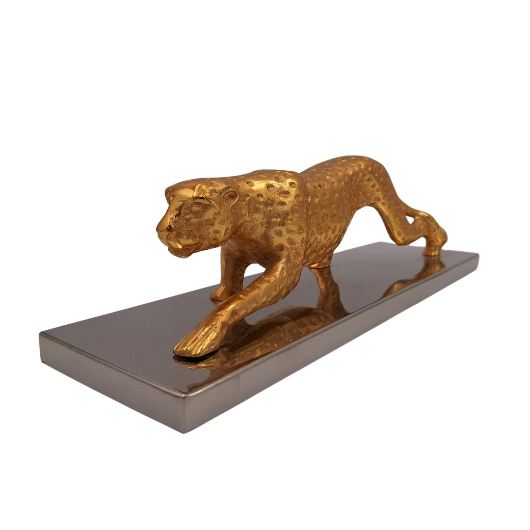 Elegante decoratieve figuur Luipaard goud 42cm met gepersonaliseerde gravure
