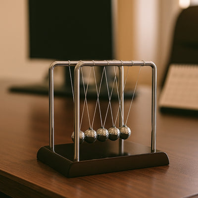 Elegante Newtonkogels met gravure - hout en metaal