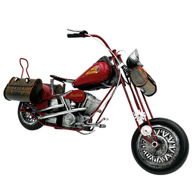 Groot metalen model van een klassieke choppermotor in rood met mogelijkheid tot personalisatie door gravure