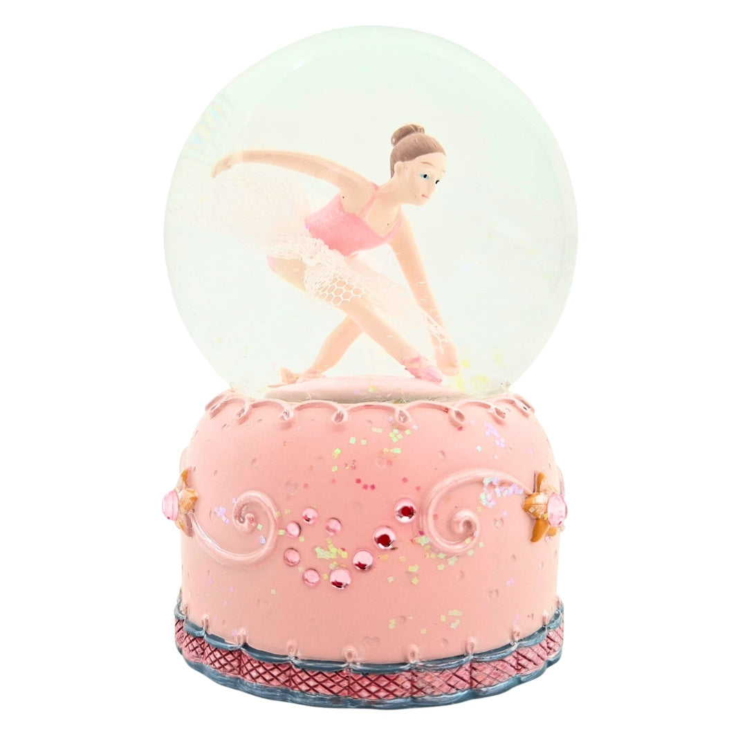 Dansende ballerina in glazen bol 12cm met mogelijkheid tot personalisatie van de gravure - elegante pastelkleurige decoratie als cadeau voor balletliefhebbers, gemaakt van polyresin en glas