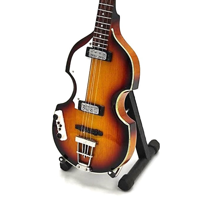 Mini-basgitaar in Paul McCartney-stijl, MGT-2028, mahoniehout, mogelijkheid tot personalisatie met gravure, ideaal als cadeau, hoogte 27,5 cm