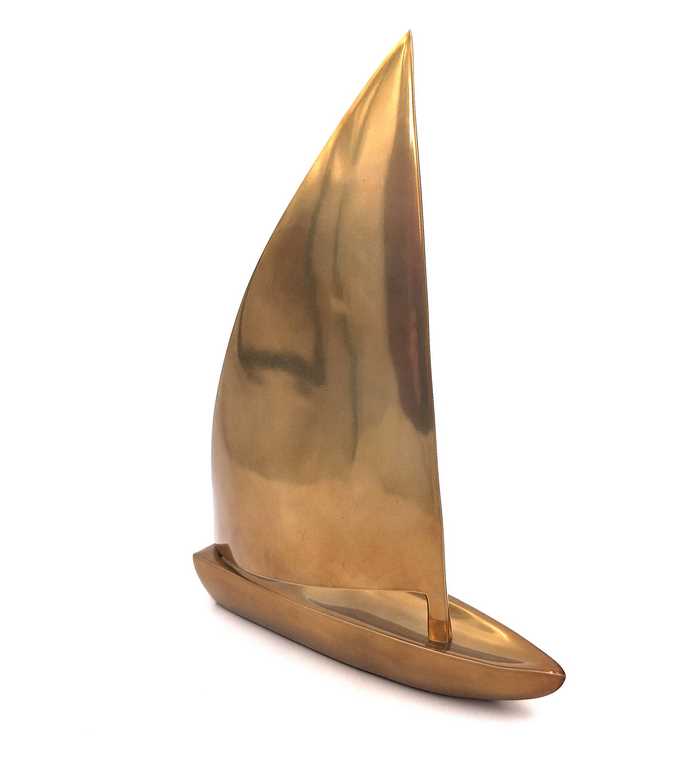 Elegante aluminium zeilboot 47x38 cm met mogelijkheid tot personalisatie met gravure