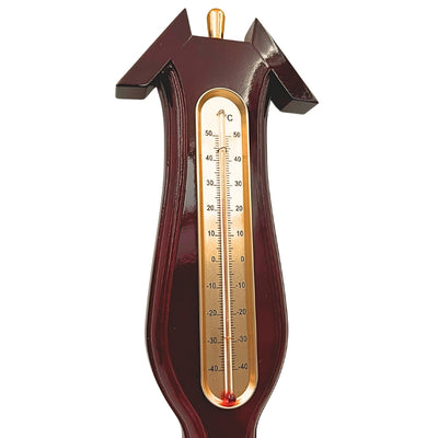 Elegant 3-in-1 weerstation met gravure – thermometer, barometer, hygrometer in donker hout, 40cm