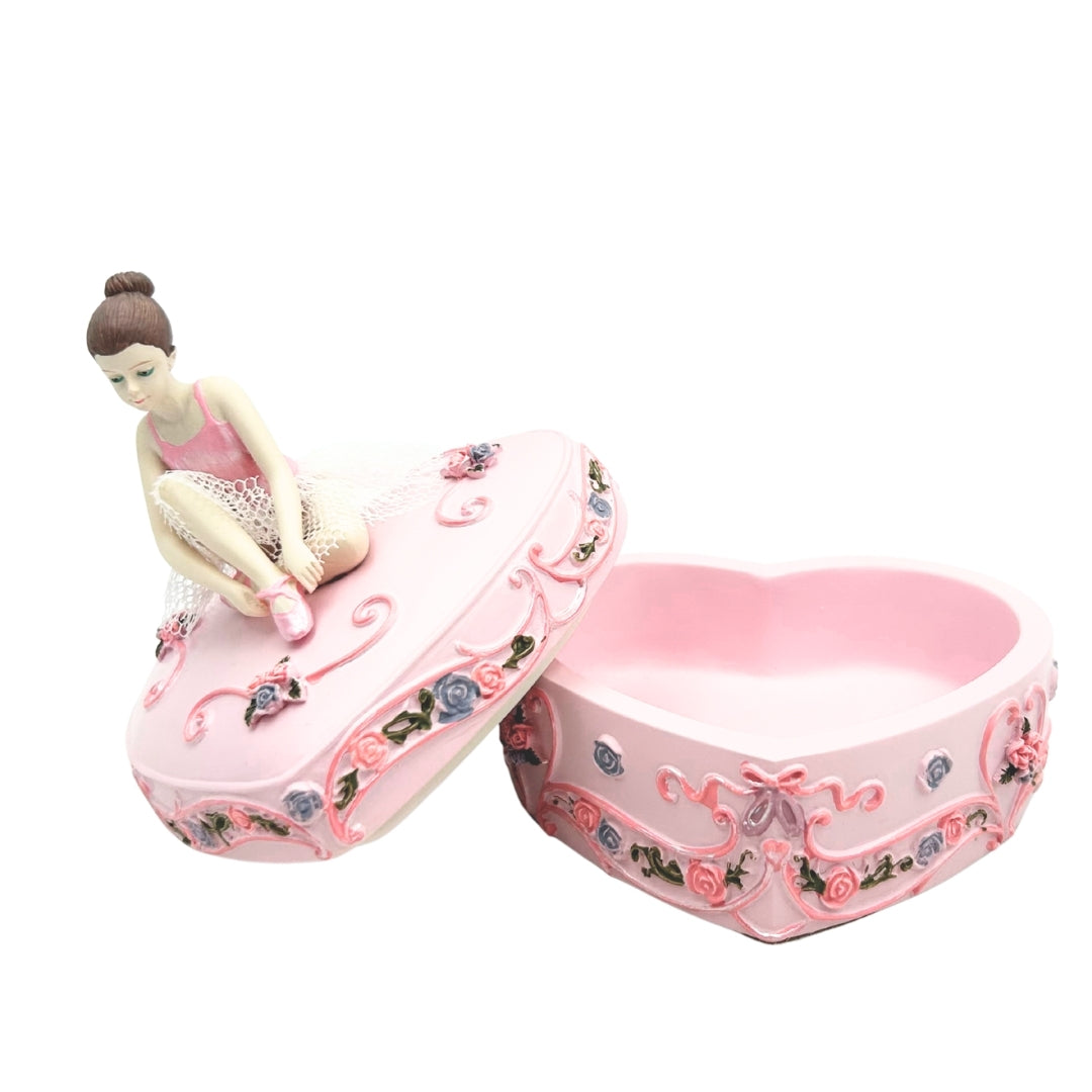 Muziekdoosje ballerina hart Het Zwanenmeer met mogelijkheid tot personalisatie met gravure, roze, 12,5 cm, ideaal cadeau voor verjaardag of jubileum