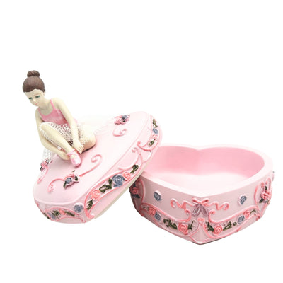 Muziekdoosje ballerina hart Het Zwanenmeer met mogelijkheid tot personalisatie met gravure, roze, 12,5 cm, ideaal cadeau voor verjaardag of jubileum