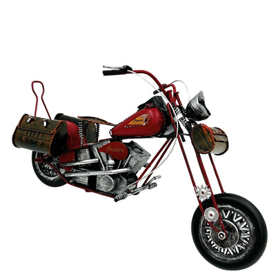 Groot metalen model van een klassieke choppermotor in rood met mogelijkheid tot personalisatie door gravure