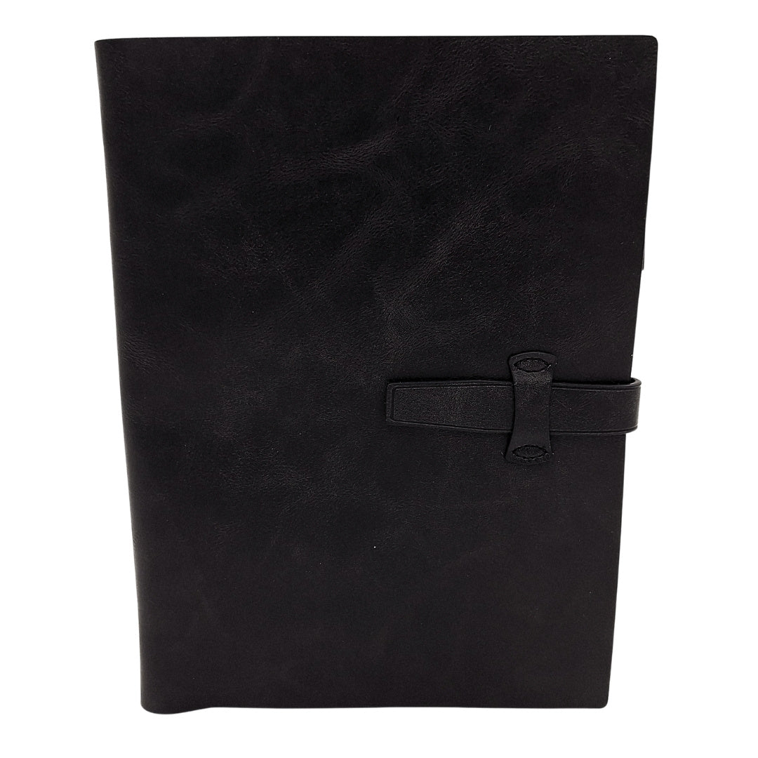 Elegant leren A5-notitieboek vintage retro met sluiting en mogelijkheid tot personalisatie met gravure