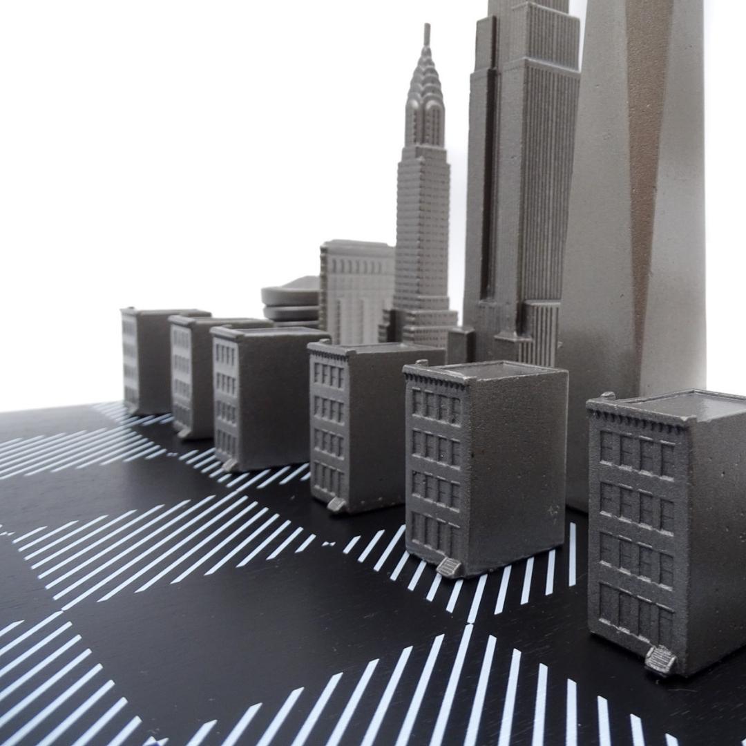 New York Skyline schaakset met gravure van roestvrij staal