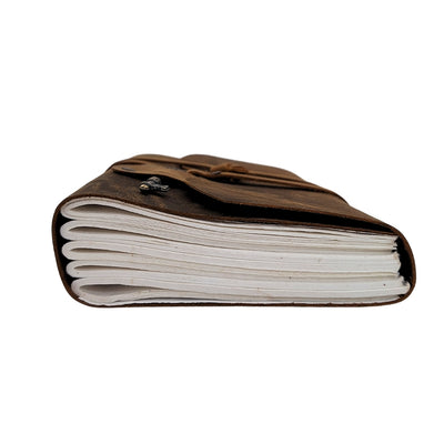 Retro leren notitieboek met sleuteltje en riem 200 pagina's 18 x 13 cm