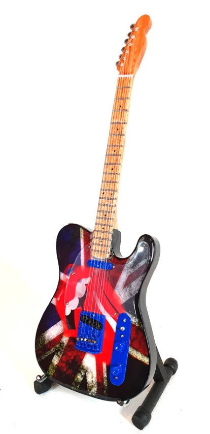 Mini-gitaar in de stijl van Rolling Stones Keith Richards MGT-2301 met mogelijkheid tot personalisatie met gravure, ideaal cadeau voor een muziekliefhebber, handgemaakt van mahonie, hoogte 27,5 cm