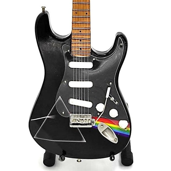 Mini-gitaar Pink Floyd van mahoniehout, handgemaakt, 27,5 cm, mogelijkheid tot personalisatie met gravure, ideaal cadeau voor muziekfans