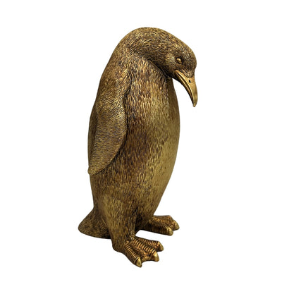 Gouden pinguïn 20,5 cm met mogelijkheid tot personalisatie met gravure – elegant decoratief beeldje als cadeau, glamourstijl, art deco, gemaakt van hoogwaardig polyresin