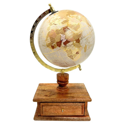 Elegante vintage bureauglobe met houten voet en lade