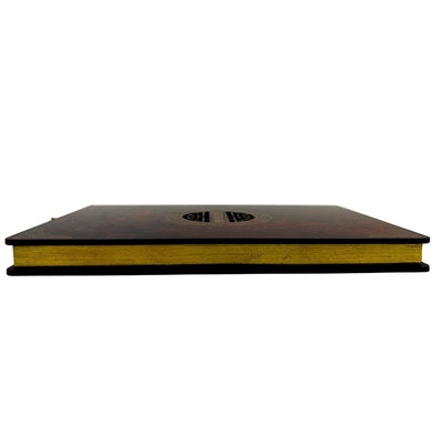 Elegant A5-notitieboek met houten omslag en gepersonaliseerde gravure – luxe dagboek als cadeau met gouden randen en hoogwaardig papier in bruin