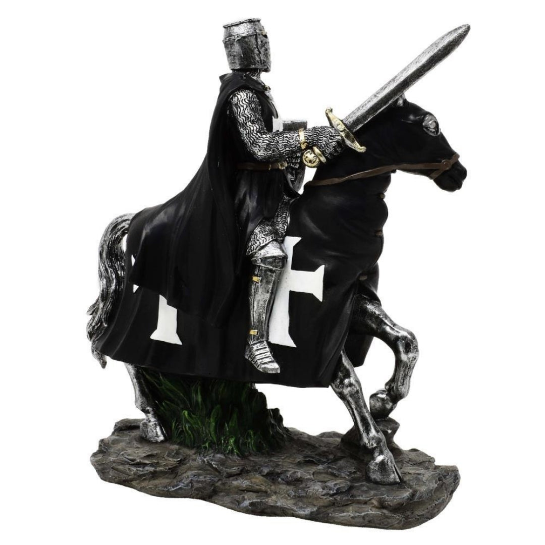 Decoratief beeldje ridder te paard 22 cm met mogelijkheid tot personalisatie met gravure - elegante decoratie van polyresin als cadeau voor liefhebbers van geschiedenis en de middeleeuwen