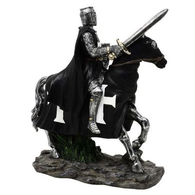 Decoratief beeldje ridder te paard 22 cm met mogelijkheid tot personalisatie met gravure - elegante decoratie van polyresin als cadeau voor liefhebbers van geschiedenis en de middeleeuwen