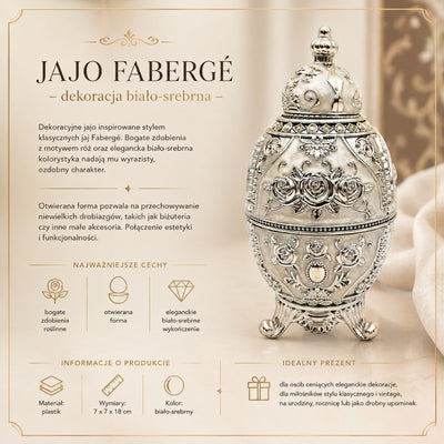 Zilveren Fabergé-ei, te openen, met graveermogelijkheid