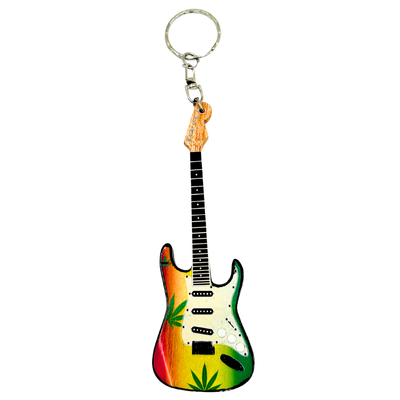 Mahoniehouten sleutelhanger Bob Marley Reggae-gitaar met mogelijkheid tot personalisatie met gravure