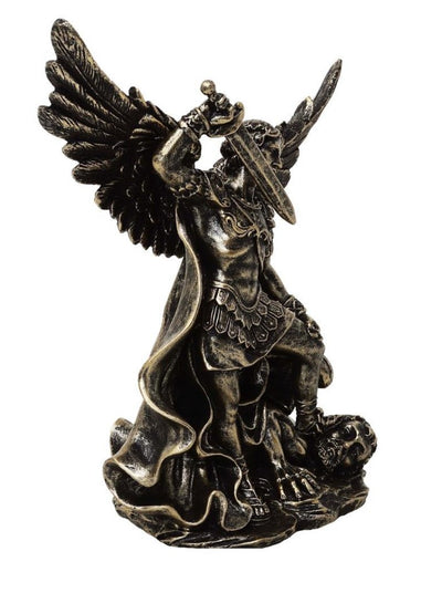Beeldje van Sint-Michaël die tegen de draak vecht, van polyresin, 13,5 cm, met mogelijkheid tot personalisatie door gravure