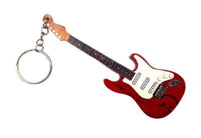 Sleutelhanger in de vorm van een gitaar - Brian Adams - Have a Nice Day - van hout en metaal met mogelijkheid tot personalisatie met gravure - ideaal cadeau voor een muziekliefhebber en gitarist - afmetingen 6x11x0,5 cm