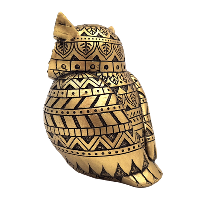 Uil van wijsheid met mogelijkheid tot personalisatie met gravure, decoratie in goud en zwart, hoogte 13,6 cm, ideaal cadeau voor elke gelegenheid