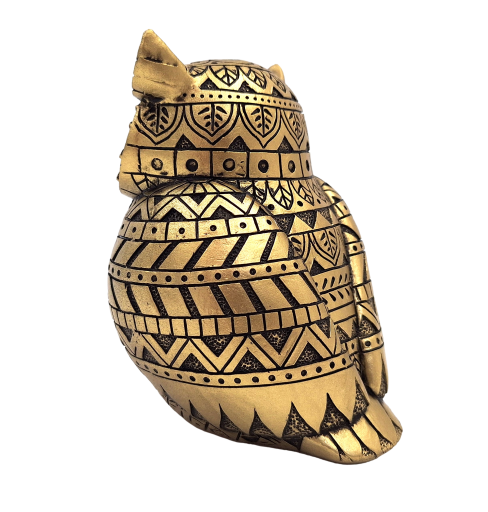 Uil van wijsheid met mogelijkheid tot personalisatie met gravure, decoratie in goud en zwart, hoogte 13,6 cm, ideaal cadeau voor elke gelegenheid