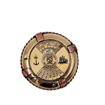 Elegante messing maritieme kalender met mogelijkheid tot personalisatie door gravure