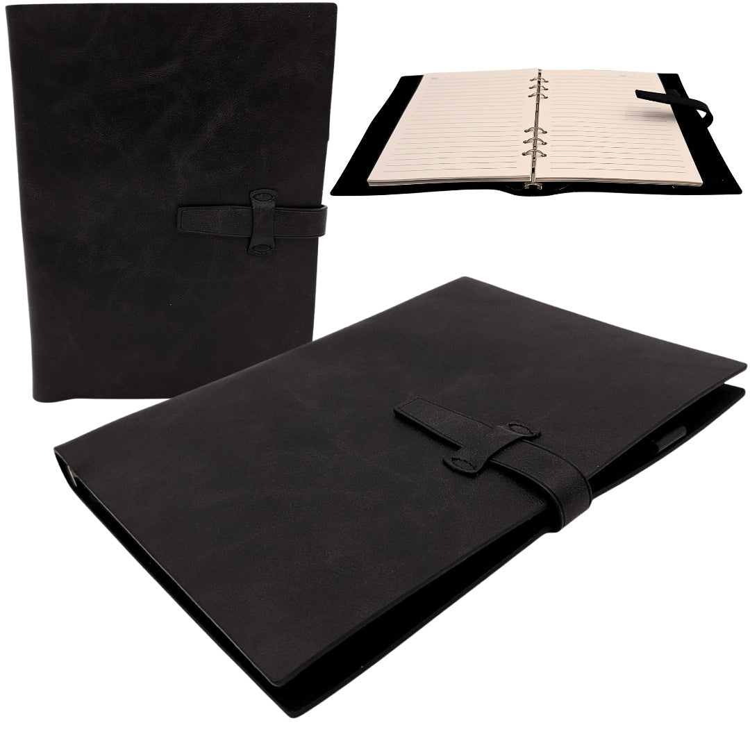 Elegant leren A5-notitieboek vintage retro met sluiting en mogelijkheid tot personalisatie met gravure