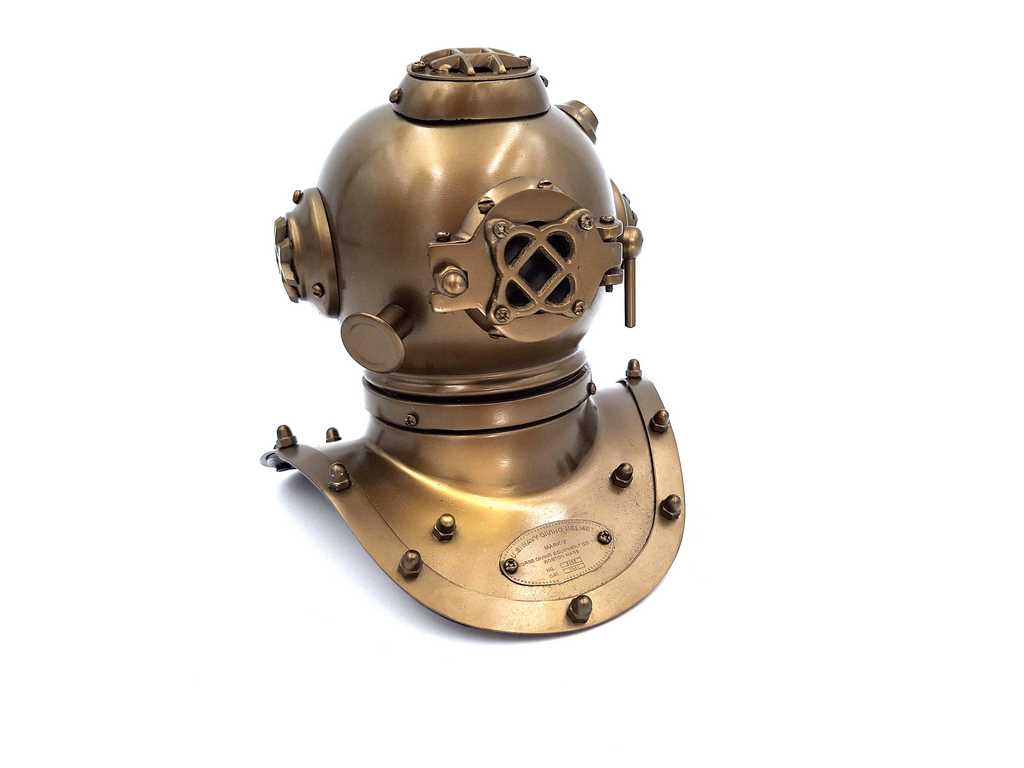 Gouden US Navy NC2084B-duikhelm van messing met mogelijkheid tot personalisatie door gravure
