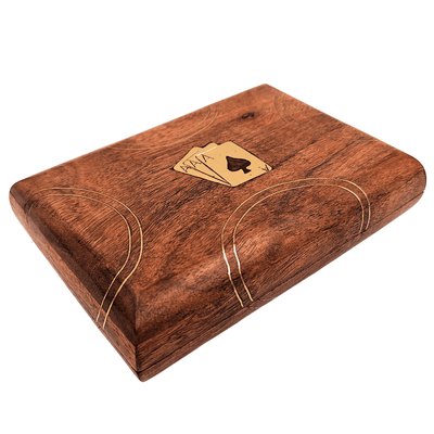 Elegante set van 2 kaartspellen in houten doos met mogelijkheid tot personalisatie met gravure