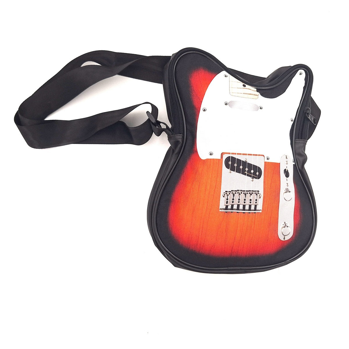 Schoudertas in de vorm van een elektrische gitaar RBG-023 met mogelijkheid tot personalisatie met gravure, waterdicht, ideaal als cadeau voor muziekliefhebbers, PVC 100% en polyester, afmetingen 34 x 23 x 5 cm