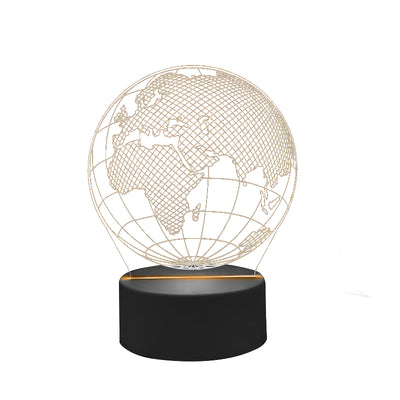 LED-lamp Wereldbol met 7 lichtkleuren, mogelijkheid tot personalisatie door gravure, ideaal cadeau voor een reiziger, hoogte 17 cm, USB-kabel