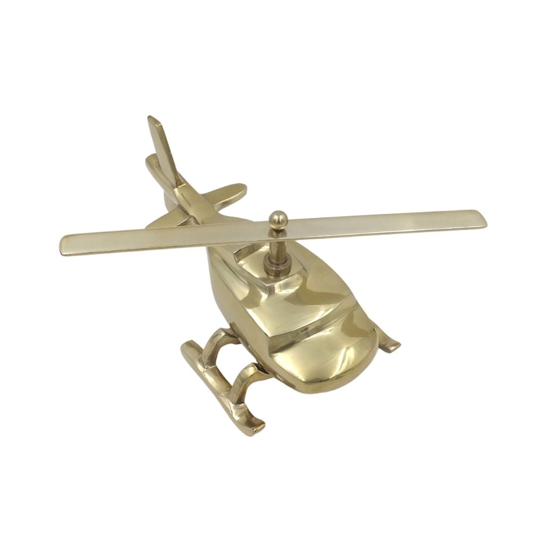 Metalen helikoptermodel met mogelijkheid tot personalisatie met gravure – goudkleurig, 32 cm